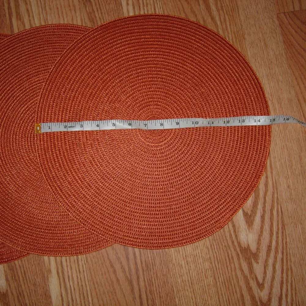 4 Woven Pumpkin Orange Round Placemats